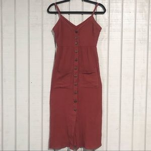 ❌SOLD❌NWT Boutique Red Button Up Midi Dress XS